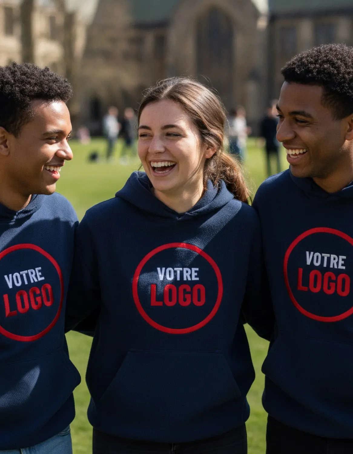 Étudiants en hoodies marine brodés